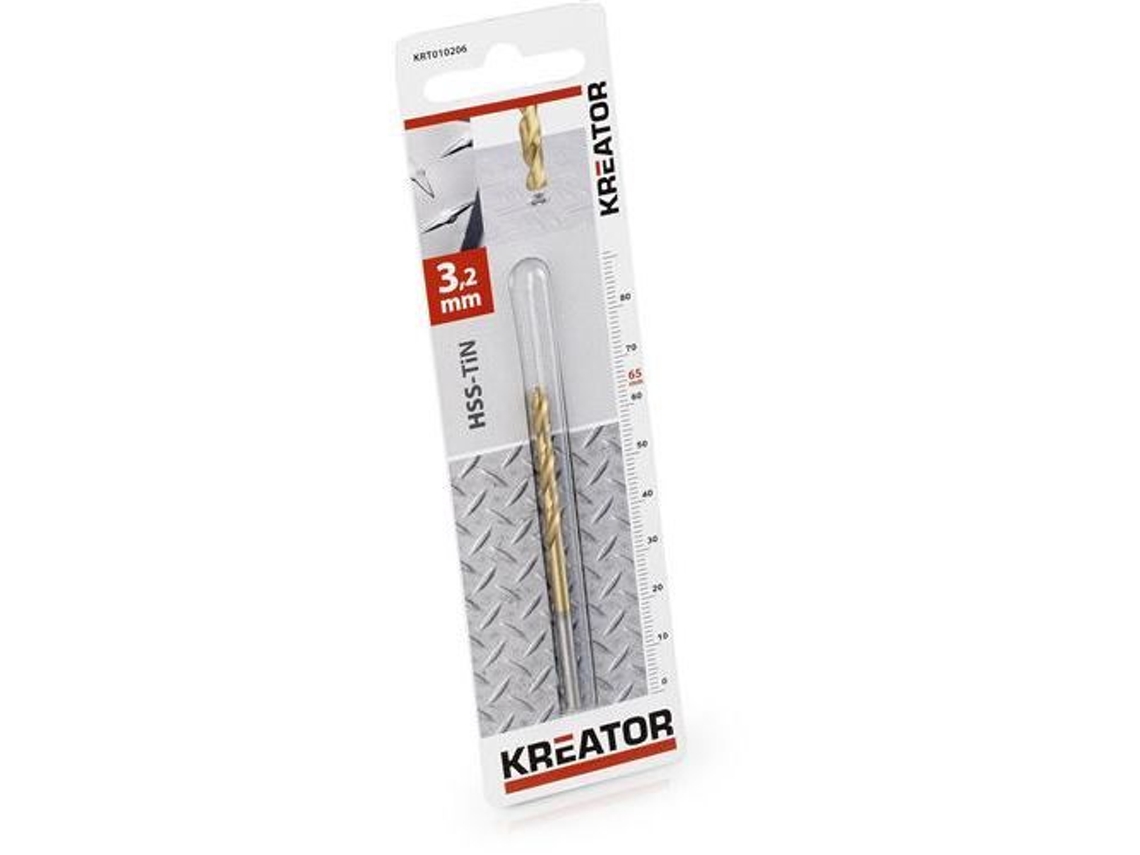 Broca metálica para broca HSS-Tin 3,2 x 65 mm - KREATOR - KRT010206 - Revestimento de titânio