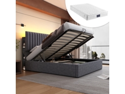 Cama 160x200 C/ Led App Usb-c E Colchão Cinza