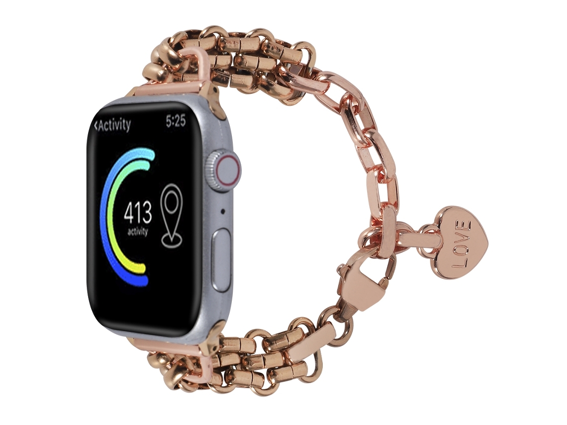 Bracelete para Smartwatch de corrente de três fileiras de aço inoxidável para Apple Watch Ultra 49 mm e Watch Ultra 2 49 mm/Série 9 e 8 e 7 45 mm/S