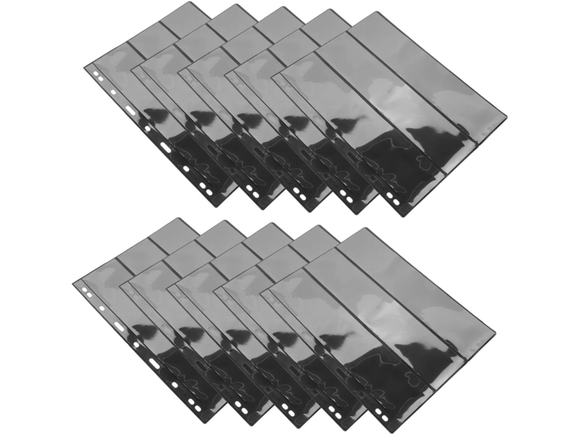 Solustre 10pcs Pages Recharge Para Álbuns De Timbres Noirs Em Pet 3 Fentes Dupla Face Para Organizar E