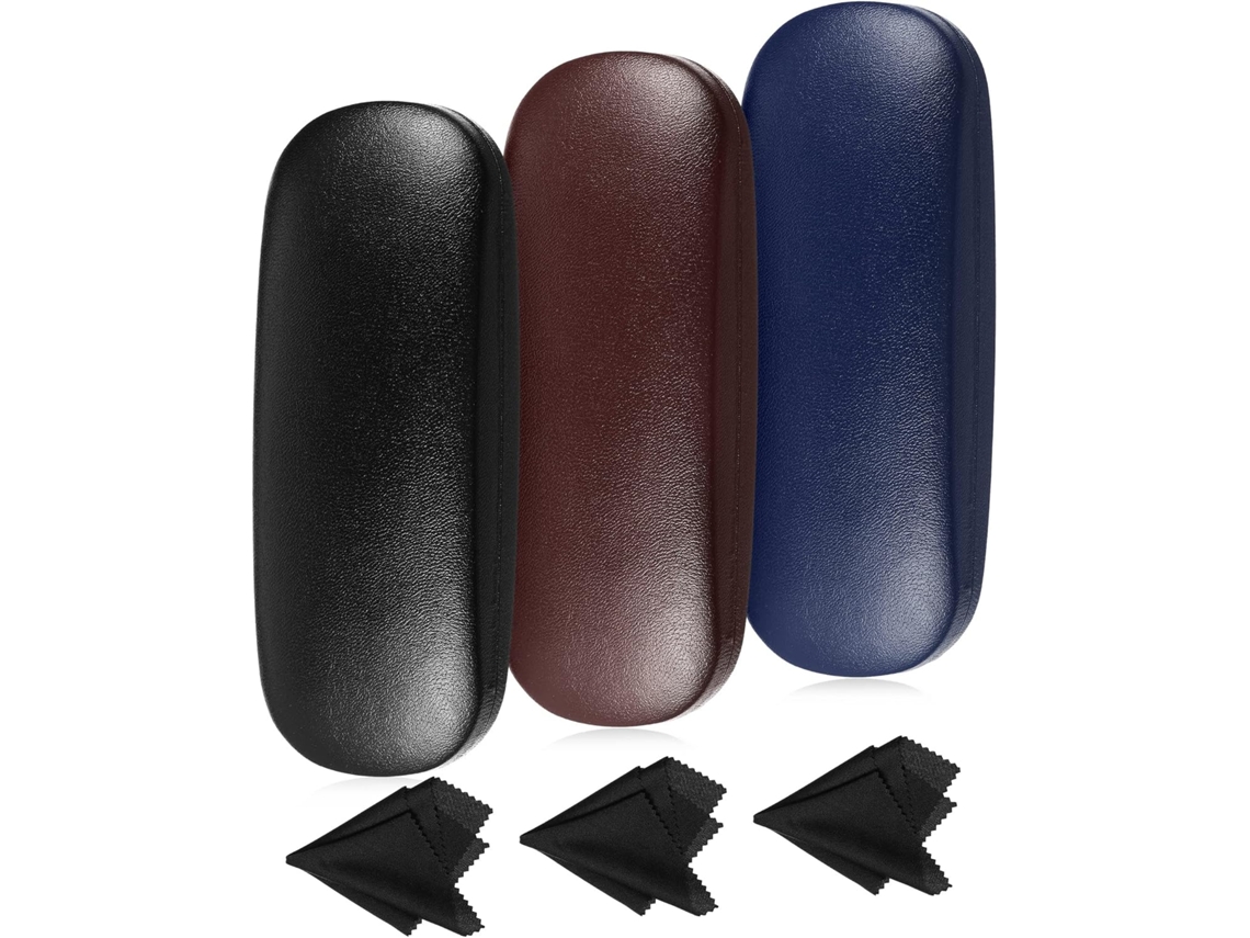 Estojo Rígido para Óculos de Leitura Wxsp de 3 Peças Wxspss com Pano de Limpeza para Homens e Mulheres nas Cores Azul, Marrom e Preto AQUAFORGE
