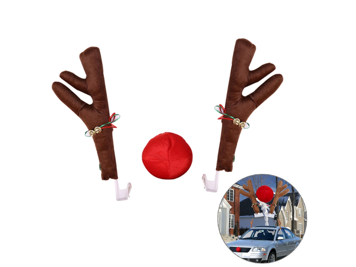Conjunto De Rena Com Chifres E Nariz Para Carro Acessórios De Natal