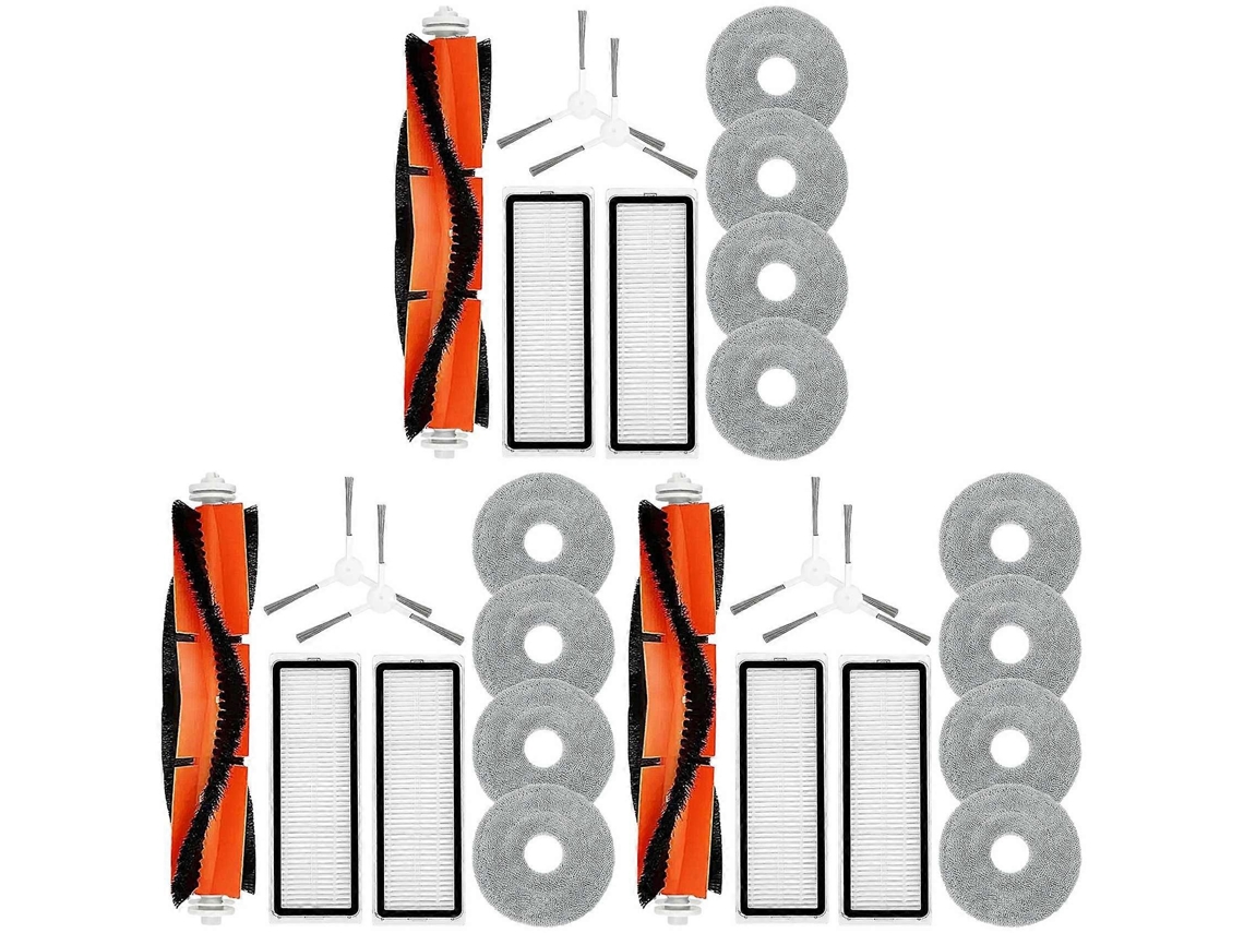 Conjunto De 3 Peças De Reposição Para Aspirador Robô Xiaomi S20 Plus S20+: Escova Lateral Principal, Filtro Hepa, Pano De Limpeza E Acessórios._glo