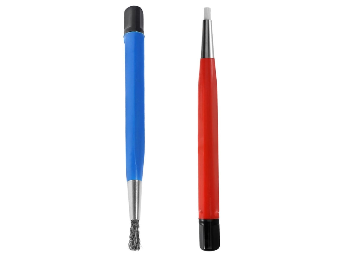 2 Canetas Escova Raspadoras Azuis E Vermelhas Para Limpeza De Precisão,