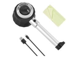 Lupa De Aumento 45x Com Luz Led, Escala De Medição E Óptica Para Trabalhos De Precisão Em Moedas E Joias. Aquaforge