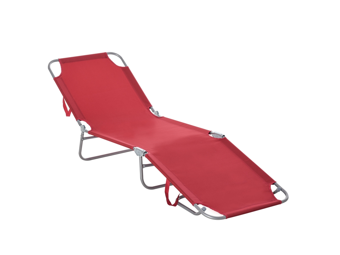 Espreguiçadeira Dobrável De Jardim Com Encosto Ajustável Em 5 Posições Para Terraço 187x55x24 Cm Vermelho