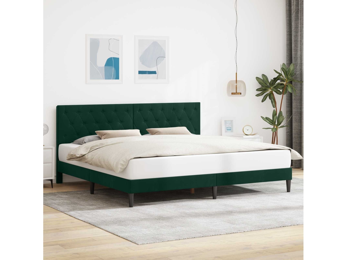 Vidaxl Estrutura da Cama Verde escuro 180 X 200 Cm Veludo