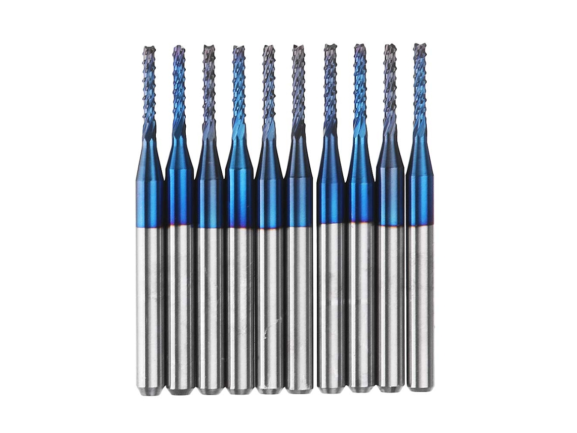 Conjunto de 10 brocas de gravação de metal duro revestidas para PCB, medidas de 2,2 a 3,0 mm, com revestimento azul S/MARCA