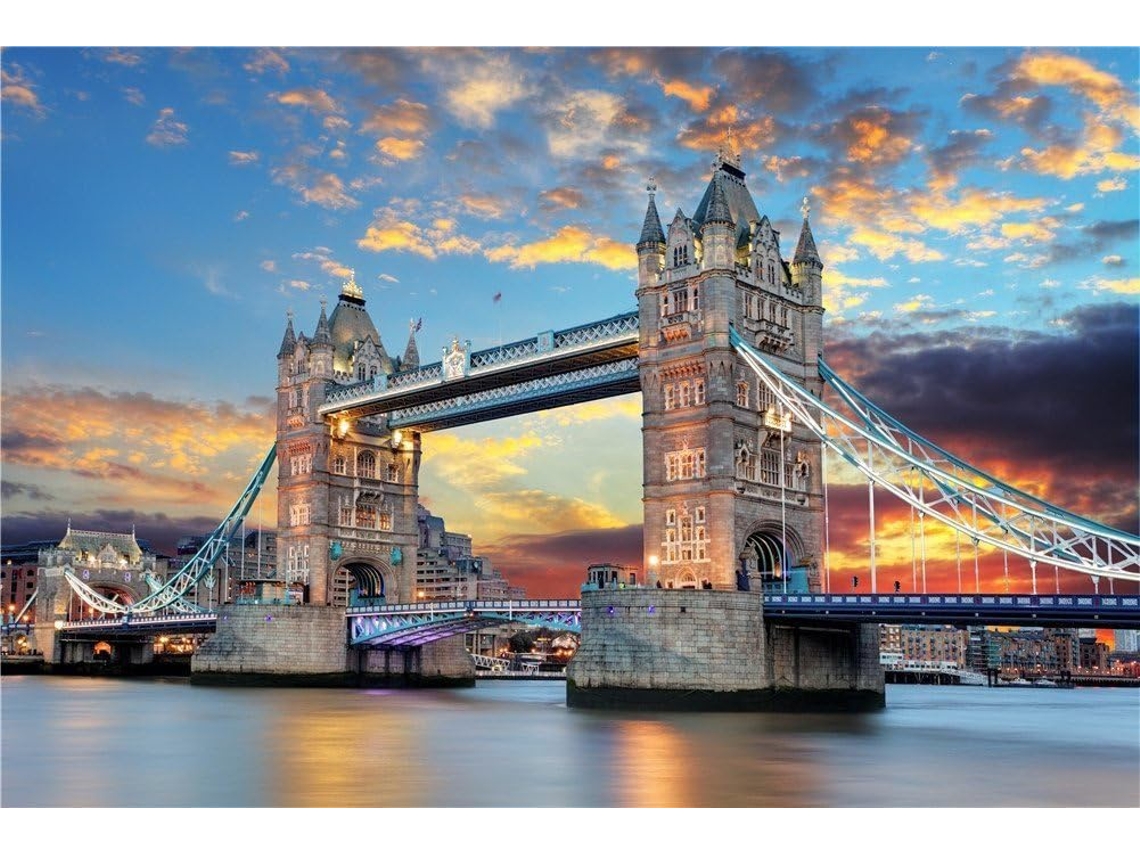 Quebra-cabeças De 1000 Peças, Torre De Londres, Ponte, Pôr Do Sol, Brilho, Vista Noturna, Educacional, Intelectual (azul)