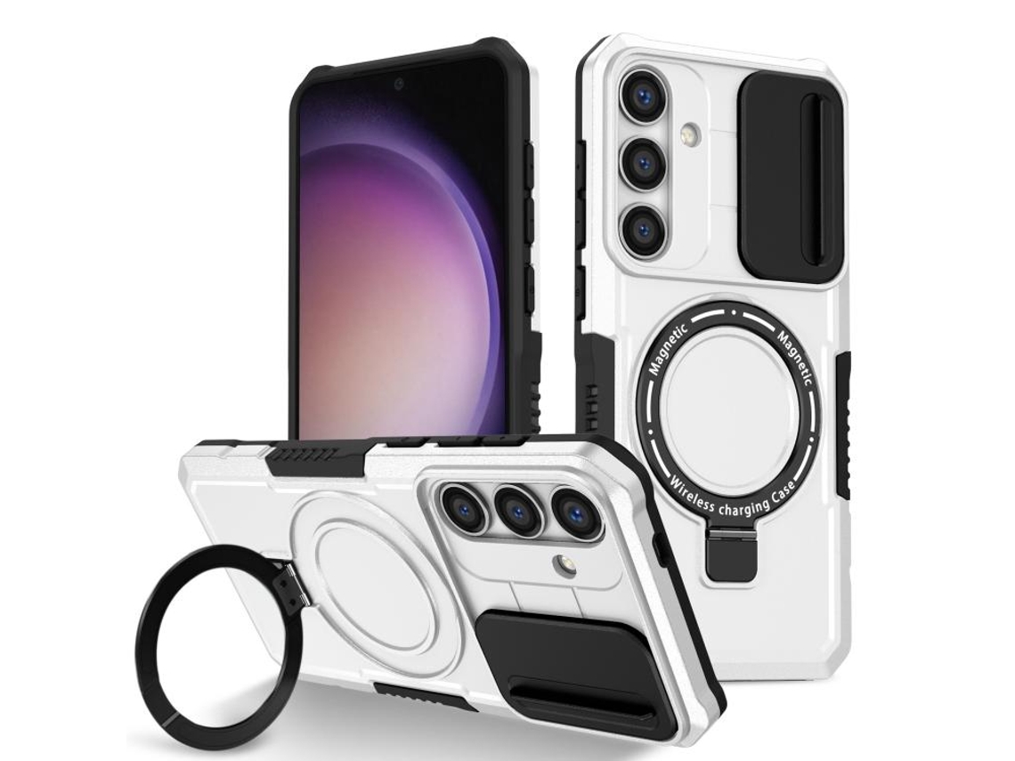 Capa Zruxe Compativel Com Samsung Galaxy S24 5g (sliding Camshield - Magsafe - Tpu Hybrid Pc - Preto - Branco)