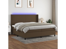 Vidaxl Cama Box Spring C/ Colchão/led 200x200cm Tecido Castanho-escuro