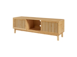 Suporte de TV Ypäjä com 2 portas de correr em bambu 150x42x50cm - Natural [EN.CASA]