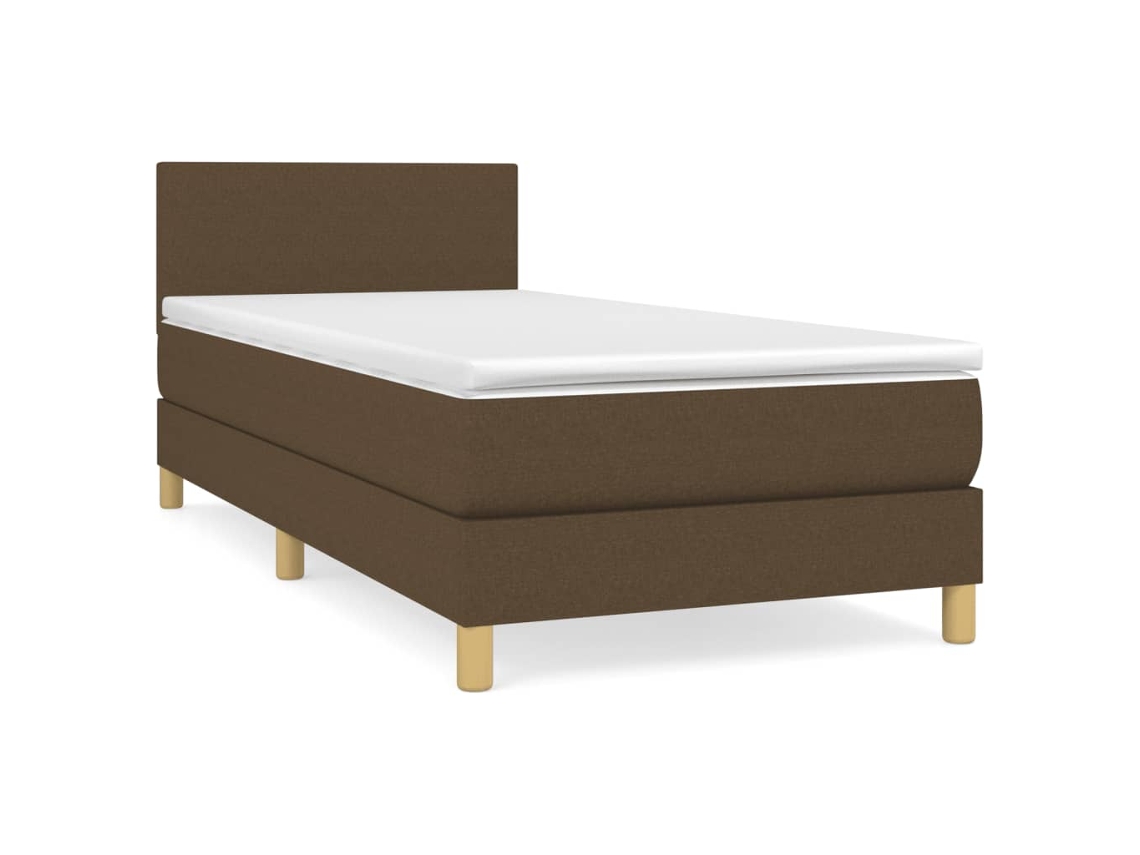 Cama com Molas/Colchão 90x200 cm Tecido Castanho Escuro MAISON EXCLUSIVE
