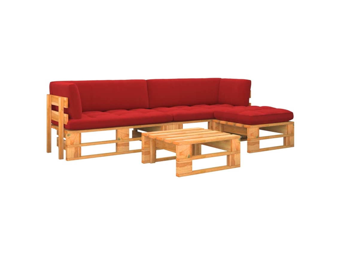 Vidaxl 4 Pcs Conjunto Lounge Paletes Pinho Impregnado Castanho Mel