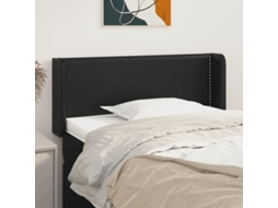 Vidaxl Cabeceira De Cama C/ Abas Couro Artificial 93x16x78/88 Cm Preto
