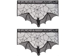 2 capas de valance de lenço para lareira, morcegos pretos NOVA LINE