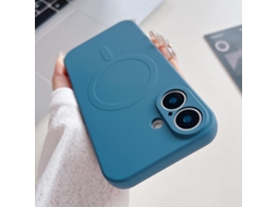 Capa Magsafe Para Iphone 17 - Silicone Líquido Com Cor Sólida | Magnética - Azul Royal
