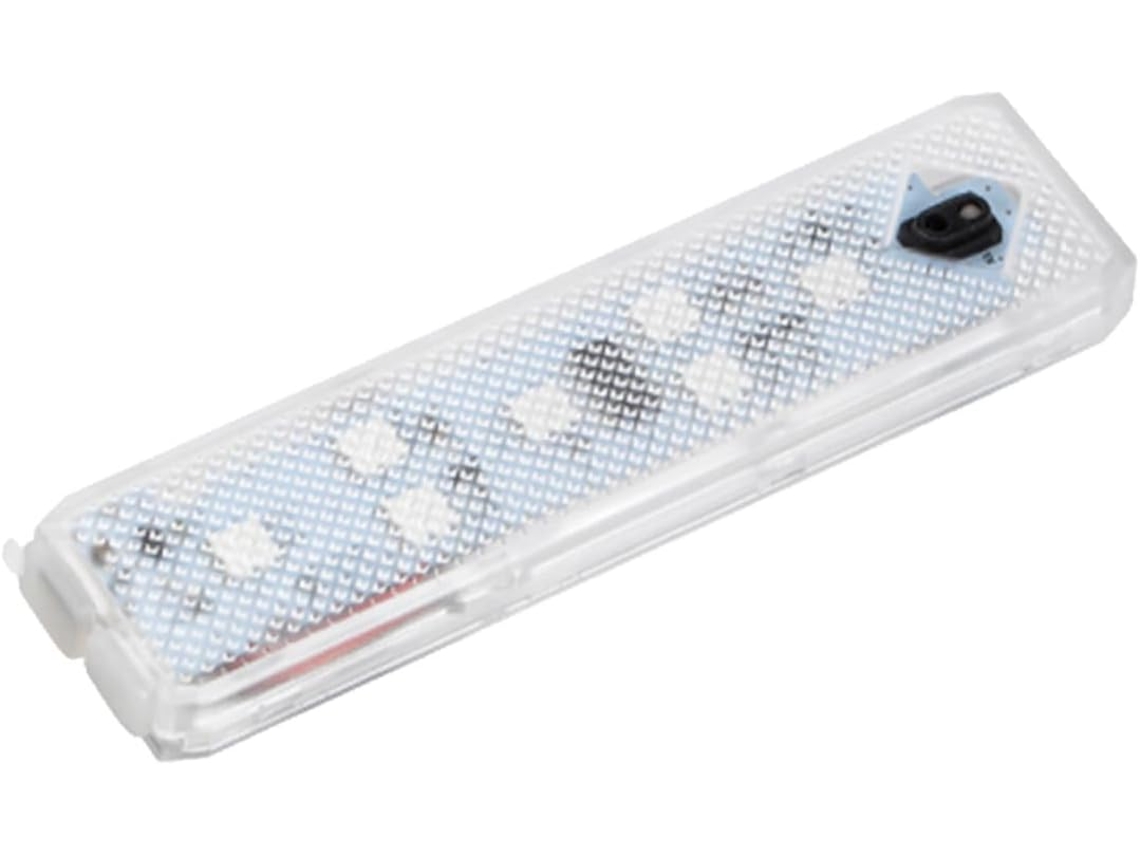 Faróis universais de LED branco para carro em ABS com bateria de 400 mAh e instalação inclusa.