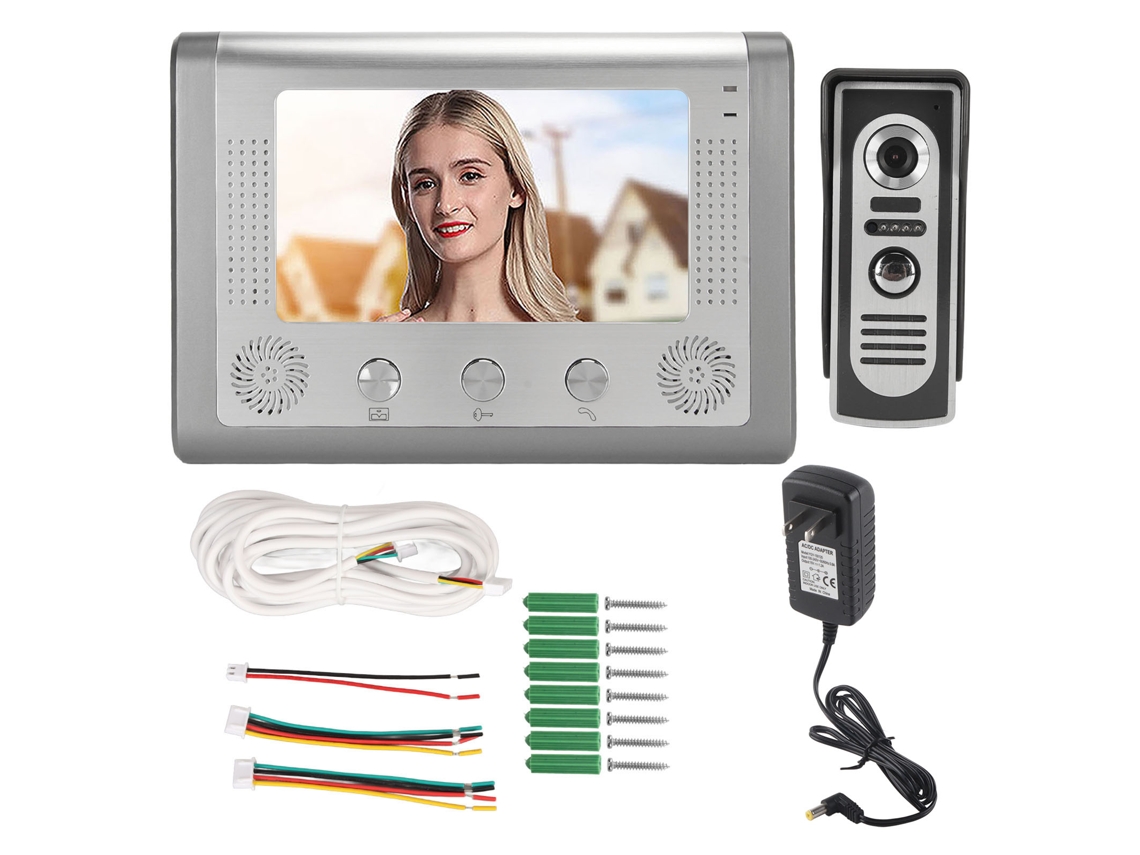 Kit Interfone De Vídeo Com Fio 7 Polegadas Com Monitoramento E Desbloqueio