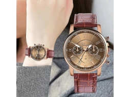Conjunto De 2 Relógios De Quartzo Com Três Mostradores E Seis Ponteiros, Estilo Cinto De Imitação, Para Mulheres/homens