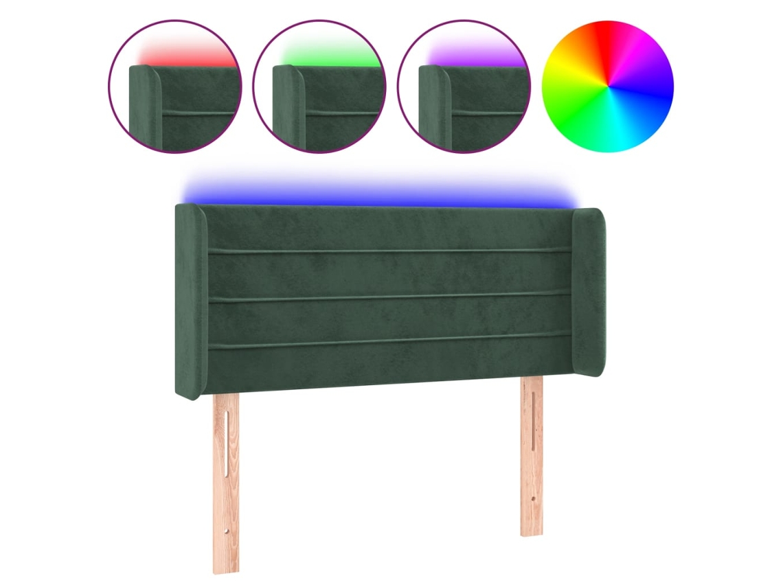 Led Headboard, Led Headboards Vidaxl Verde Veludo (83 X 16 X 78/88 Cm)