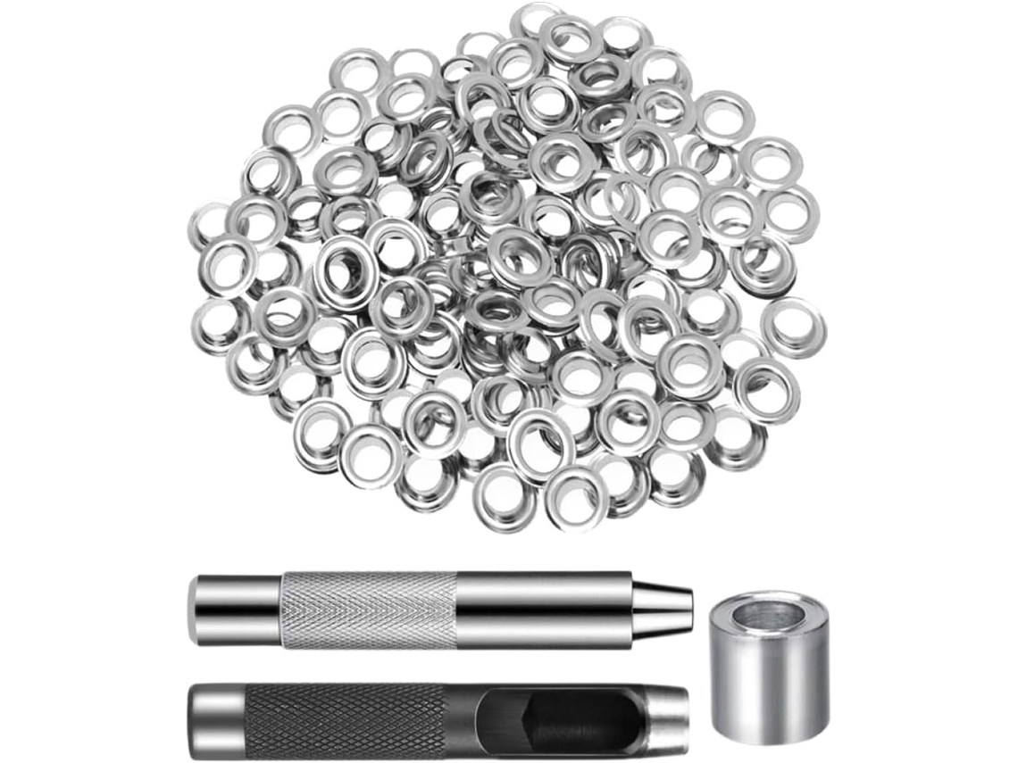Ilhós de metal com diâmetro interno para reparo de tela, kit de ferragens
