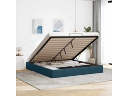 Vidaxl Estrutura De Cama Otomana Sem Colchão 200x200 Cm Azul Escuro