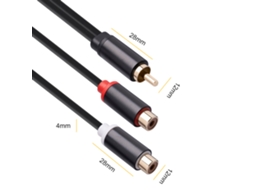 Cable Adaptador Rca En Y, 1 Macho a 2 Hembras, Audio Estéreo, Chapado En Oro, 0,3 M