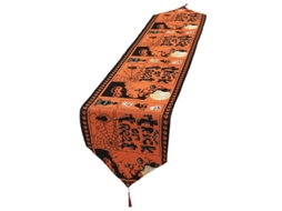 Rebe runner de Mesa de Halloween com Abóboras e Fantasmas, Tela de Algodão e Linho, 33x183cm
