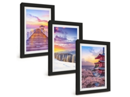 Composição De Quadros Na Parede Paisagens Românticas Do Céu Moldura Preta Quadros Para A Sala De Estar Espelharte (3 Peças 20x30 Cm)