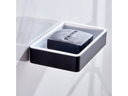 Linjou Platillo de Jabón Sem Taladrar, Design de Doble Capa, Plástico, Aluminio, Preto