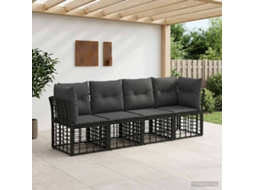 Vidaxl Conjunto De Sofás Para Exterior Preto Poliéster
