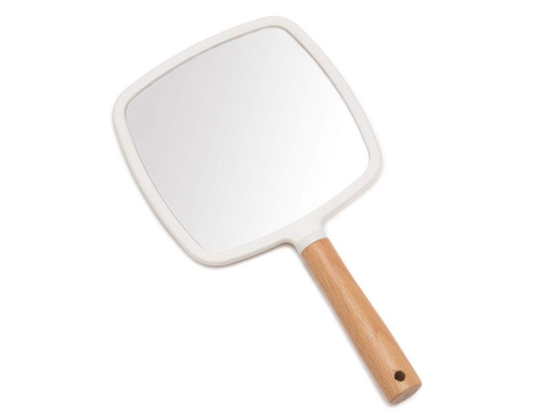 Espejo De Mano Con Mango Para Maquillaje, Espejo De Vanidad Portátil De Una Sola Cara (cuadrado)