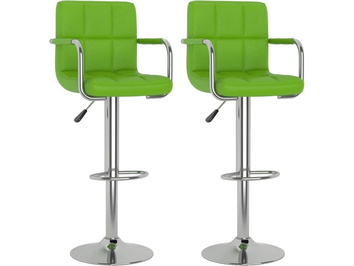 vidaXL Bancos de bar 2 pcs couro artificial verde