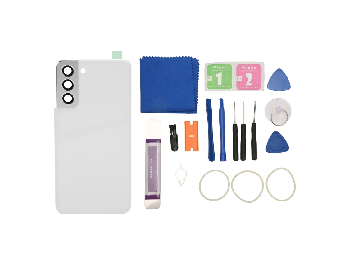 Aetheria tampa de Vidro Traseira para Galaxy S21 com Moldura de Câmera Pré instalada e Kit de Ferramentas Branco