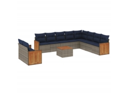 Conjunto de Sofá de Jardim, 11 Peças, Almofadas, Rattan Cinza MAISON EXCLUSIVE