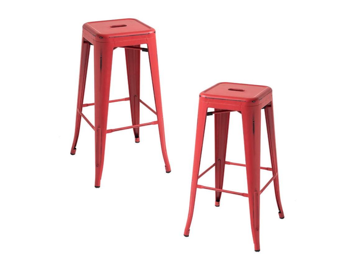 Pack 2 Bancos Torix Vintage 76 Cm - Vermelho Vintage