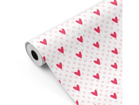 Bobina De Papel De Presente, Rolo Grande 62cm X 100m • Corações B • Ideal Para Lojas Negócios Comércio Embalar Presentes Aniversários Fiesta Paper