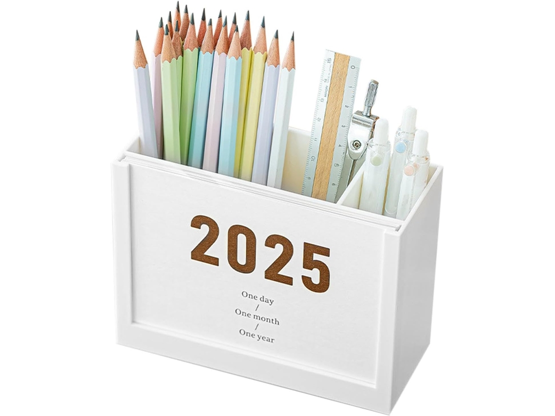 Calendário De Mesa Porta- Canetas 2025,- E De- Organizador- Com| Decoração Multifuncional Para,-, Casa, Sala