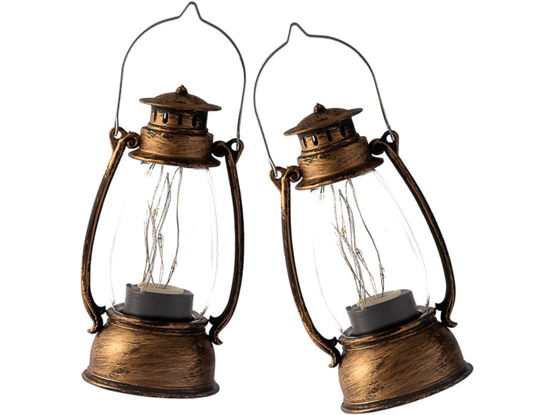 Lanterna Decorativa Com Led, Conjunto De 2, Para Jardim E Varanda