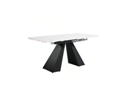 Mesa Extensível 99 159x74cm, Tampo Branco, Pernas Colunares, Mesa Retangular Funcional Para Escritório E Sala Hvorstur