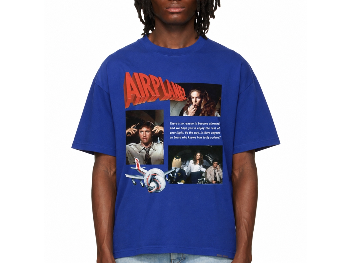 Rockinstone Airplane Movie Multihit Solid Royal Adult T-shirt Size:xxxl