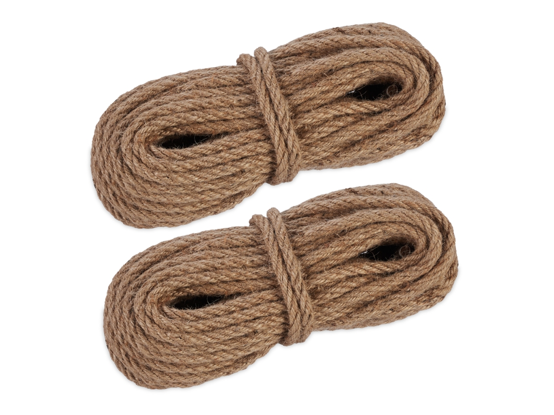 Fio de Juta 8 Mm, 2 Rolos de 20 M, Material Biodegradável, Decoração, Jardim, Artesanato, Corda, Natural RELAXDAYS
