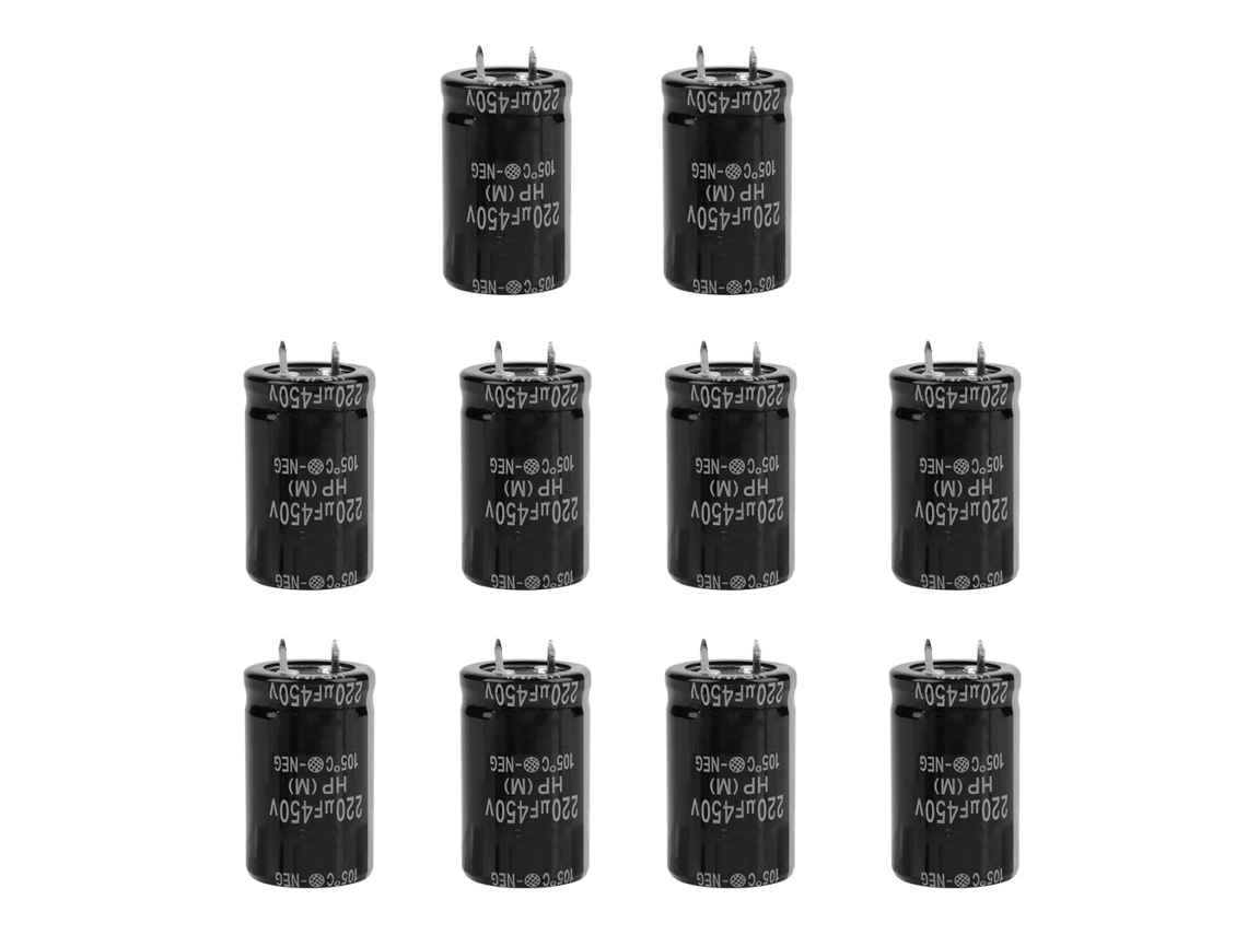 10 Peças Capacitores Eletrolíticos Radiais 450v 220uf