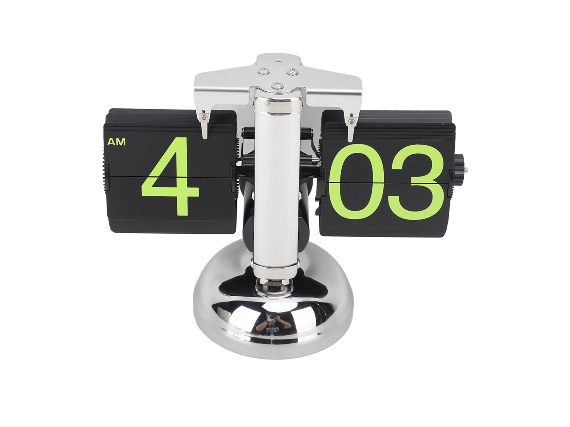 Reloj De Página Retro Estilo Europeo Acero Inoxidable 304 De Mesa Digital Mecánico Automático 12h Números Verdes