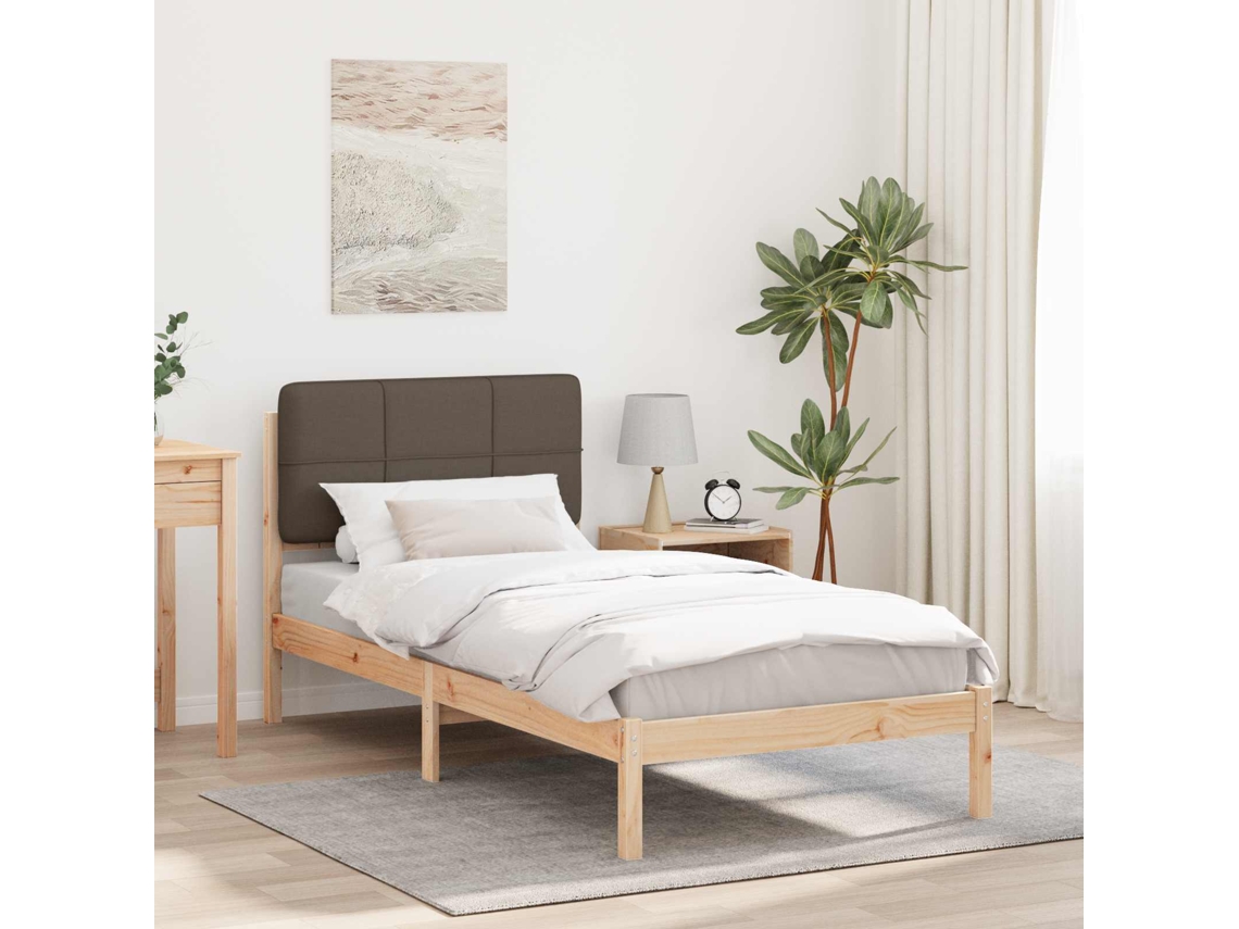 Vidaxl Estrutura De Cama Com Cabeceira Estofada Cinzento-acastanhado