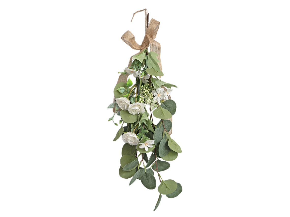 Decoração De Parede Suspensa White Rose Em Tecido De Seda Com Laxiscreed, 60cm