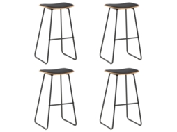 Vidaxl Bancos De Bar 4 Pcs Couro Artificial Preto
