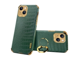 Suporte Casa Textura Crocodilo Para Iphone 15 Pele Sintética Bege