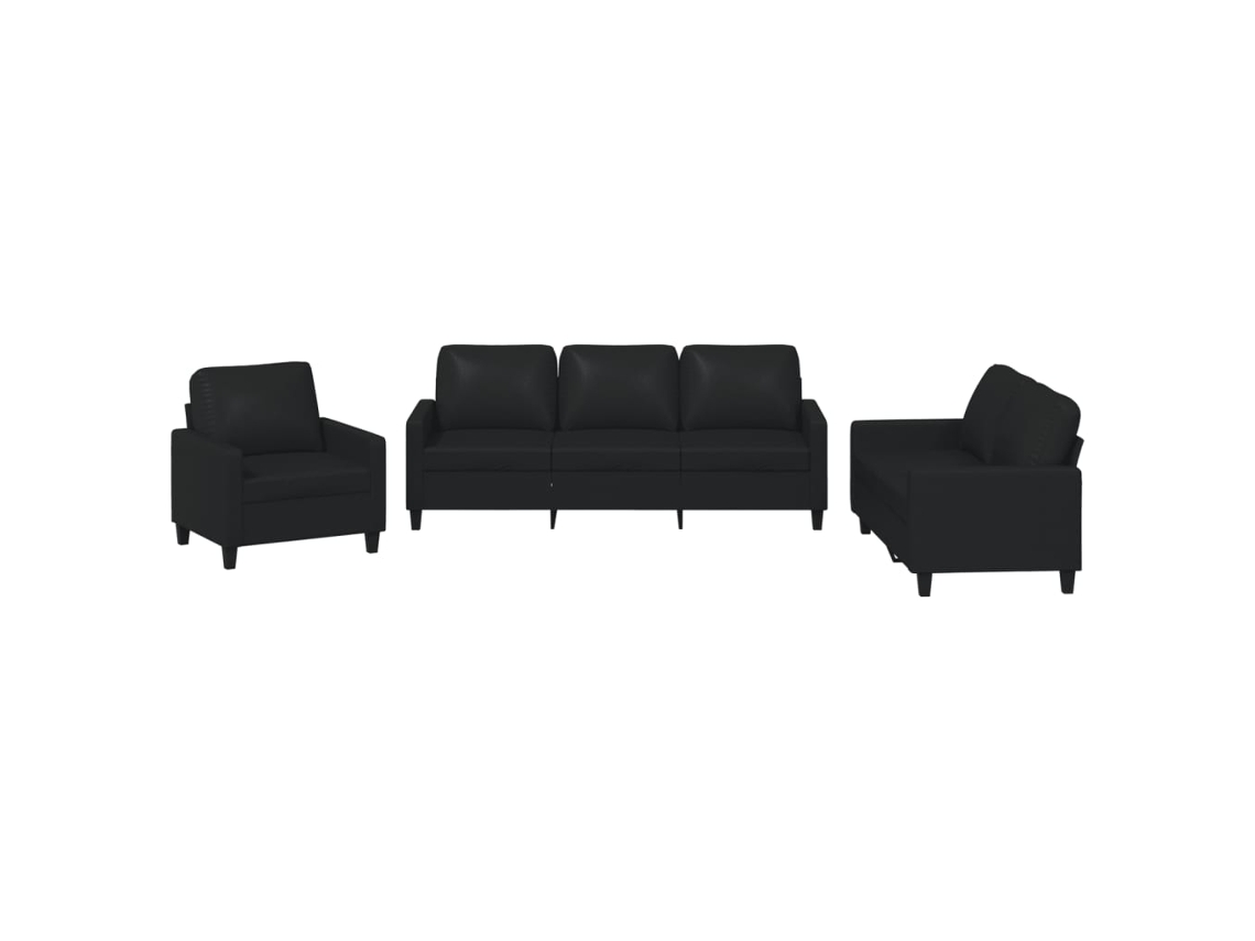 Sofa Set, Sofa Sets Vidaxl Preto Couro Artificial (n/a)